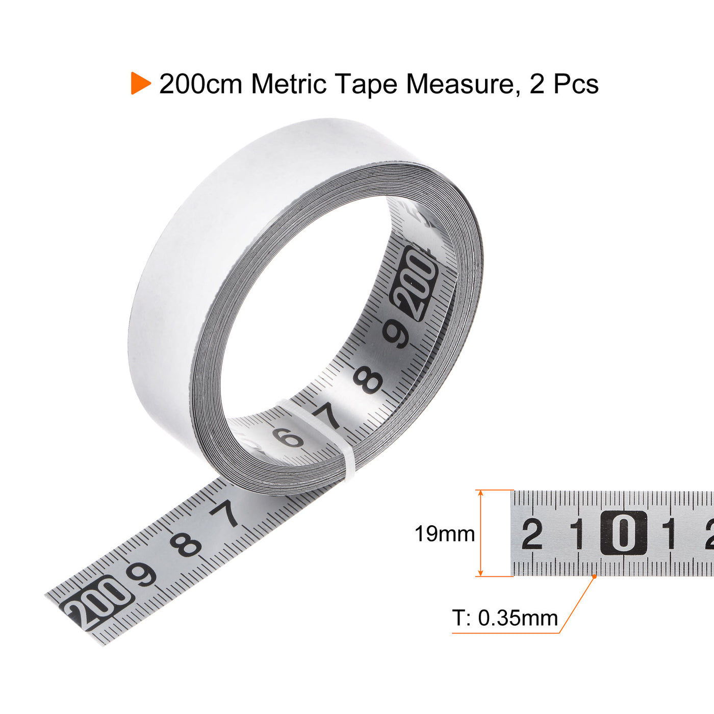 Harfington 2pcs Self-Adhesive Measuring Tape 200cm Metric Middle to Both Sides Read Widened