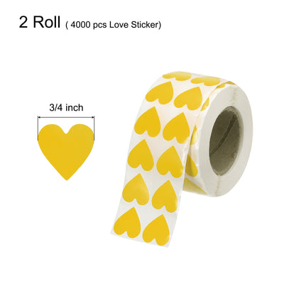 Harfington Heart Shaped Sticker 3/4" Self-Adhesive Love Label Yellow 4000 Pcs