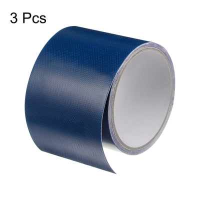 Harfington 3pcs Cloth Repairing Tarpaulin Tape 3.15"x6.6ft Awning Repair Tape Blue