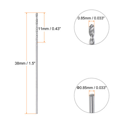 Harfington 2pcs 0.85mm C3/K10 Tungsten Carbide Precision Straight Shank Twist Drill Bit