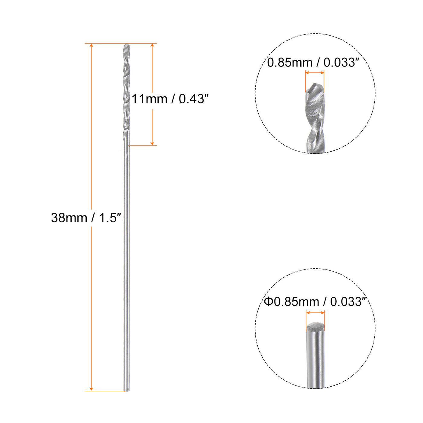 Harfington 4pcs 0.85mm C3/K10 Tungsten Carbide Precision Straight Shank Twist Drill Bit