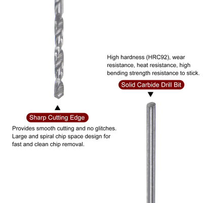 Harfington 2pcs 0.95mm C3/K10 Tungsten Carbide Precision Straight Shank Twist Drill Bit