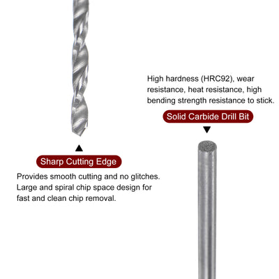 Harfington 1.05mm C3/K10 Tungsten Carbide Precision Straight Shank Twist Drill Bit