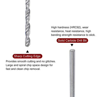 Harfington 2pcs 1.2mm C3/K10 Tungsten Carbide Precision Straight Shank Twist Drill Bit