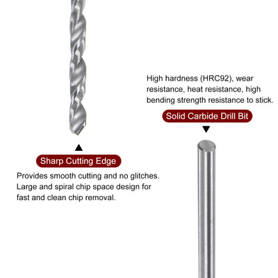 Harfington 1.25mm C3/K10 Tungsten Carbide Precision Straight Shank Twist Drill Bit