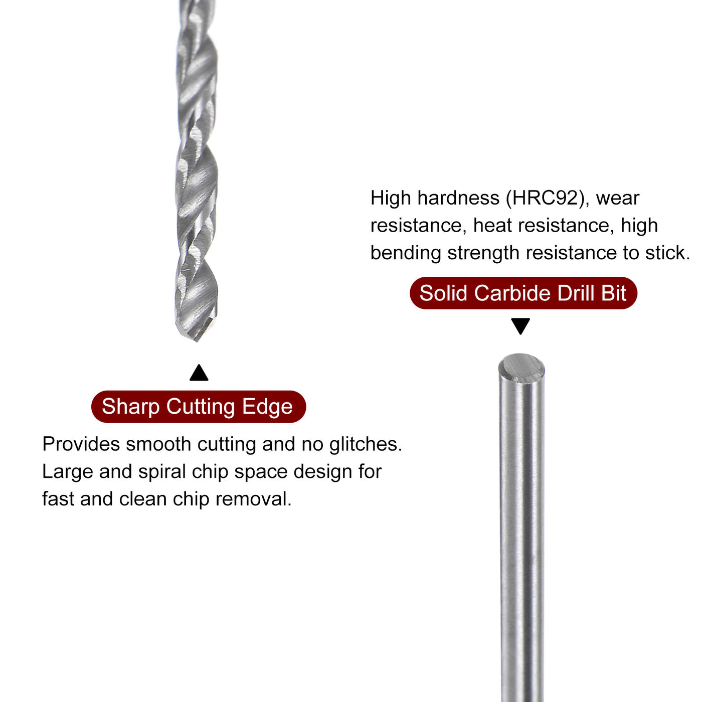 Harfington 2pcs 1.25mm C3/K10 Tungsten Carbide Precision Straight Shank Twist Drill Bit