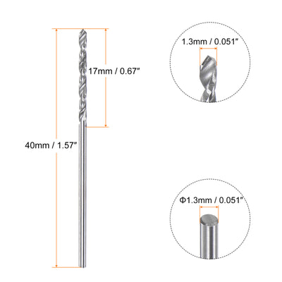Harfington 4pcs 1.3mm C3/K10 Tungsten Carbide Precision Straight Shank Twist Drill Bit