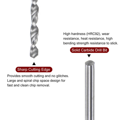 Harfington 1.35mm C3/K10 Tungsten Carbide Precision Straight Shank Twist Drill Bit