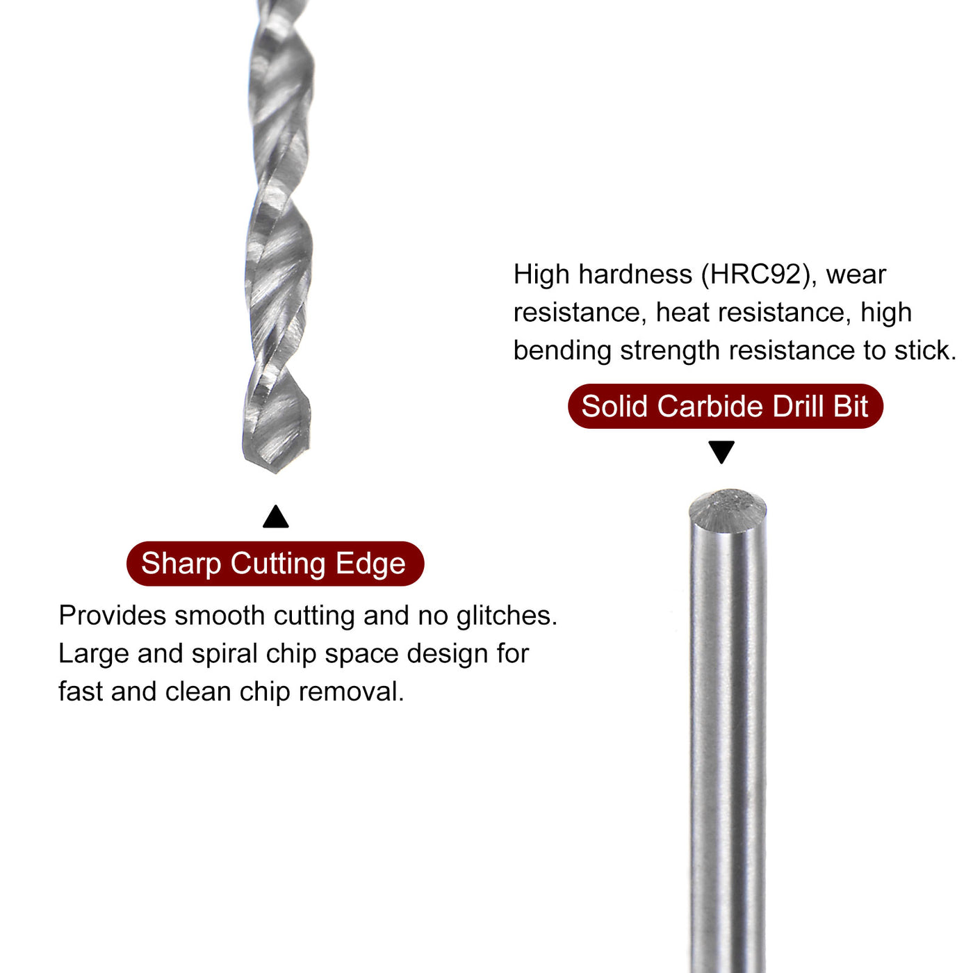 Harfington 2pcs 1.35mm C3/K10 Tungsten Carbide Precision Straight Shank Twist Drill Bit