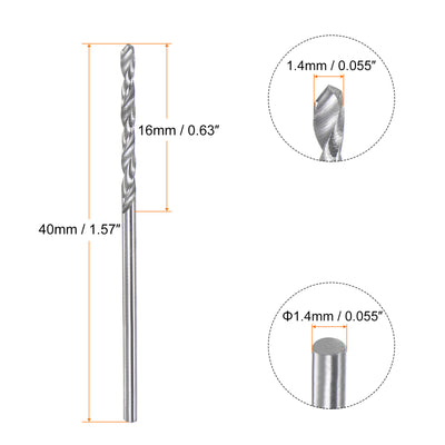 Harfington 4pcs 1.4mm C3/K10 Tungsten Carbide Precision Straight Shank Twist Drill Bit