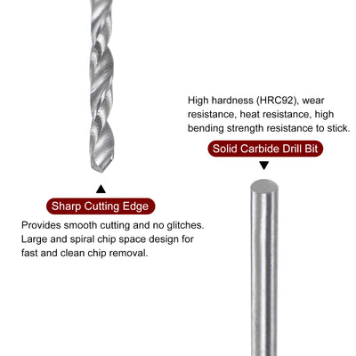 Harfington 2pcs 1.5mm C3/K10 Tungsten Carbide Precision Straight Shank Twist Drill Bit
