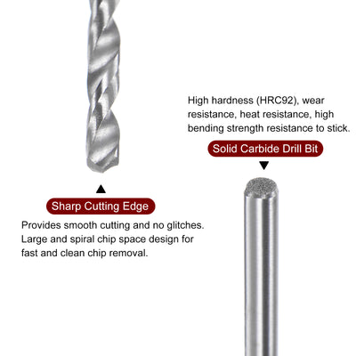 Harfington 1.55mm C3/K10 Tungsten Carbide Precision Straight Shank Twist Drill Bit