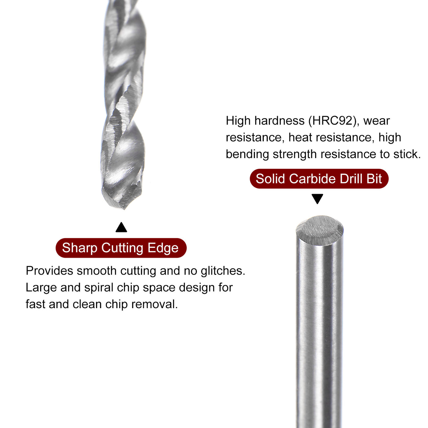 Harfington 2pcs 1.65mm C3/K10 Tungsten Carbide Precision Straight Shank Twist Drill Bit