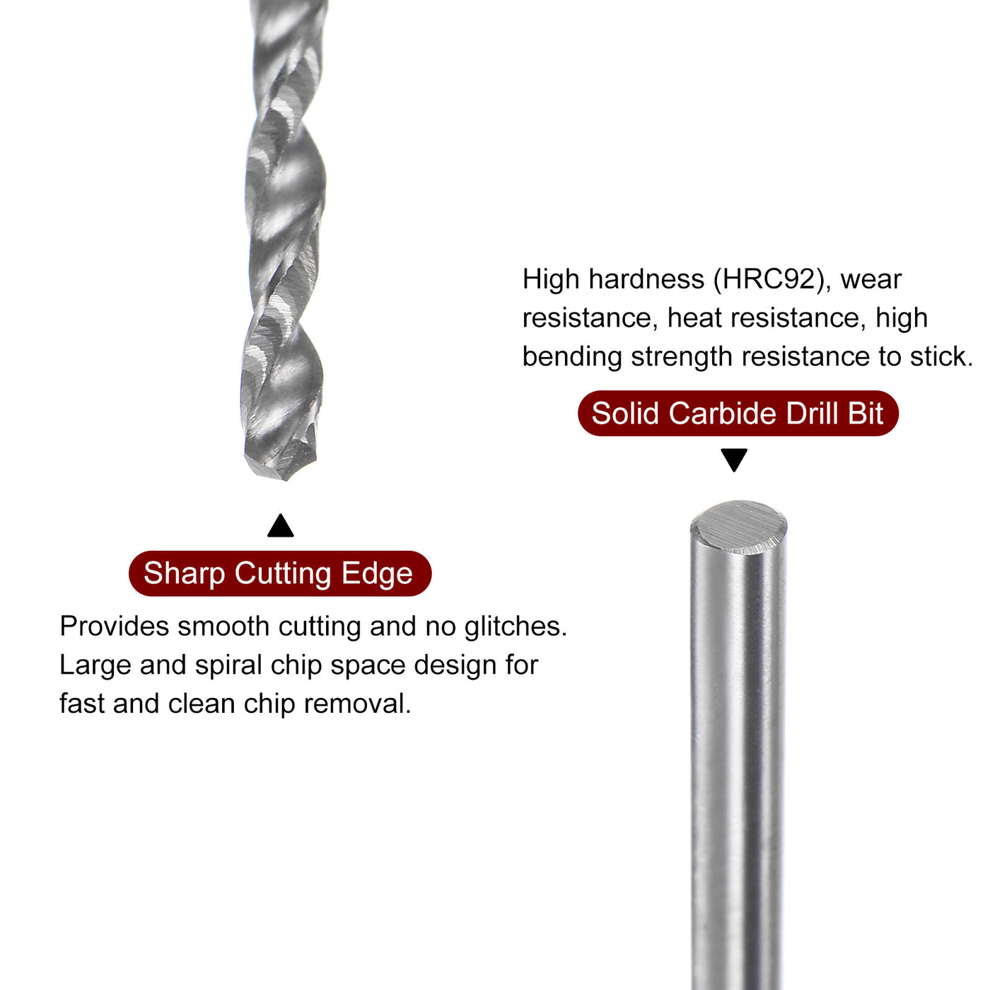 Harfington 4pcs 1.7mm C3/K10 Tungsten Carbide Precision Straight Shank Twist Drill Bit