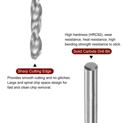 Harfington 1.8mm C3/K10 Tungsten Carbide Precision Straight Shank Twist Drill Bit
