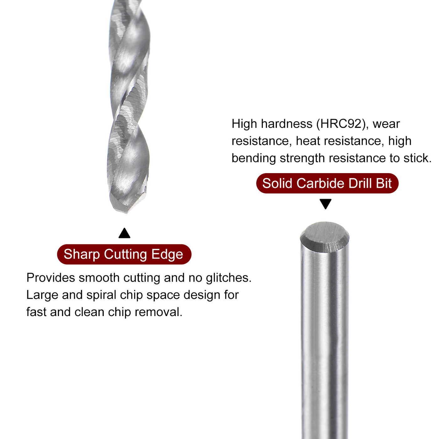 Harfington 2pcs 1.8mm C3/K10 Tungsten Carbide Precision Straight Shank Twist Drill Bit