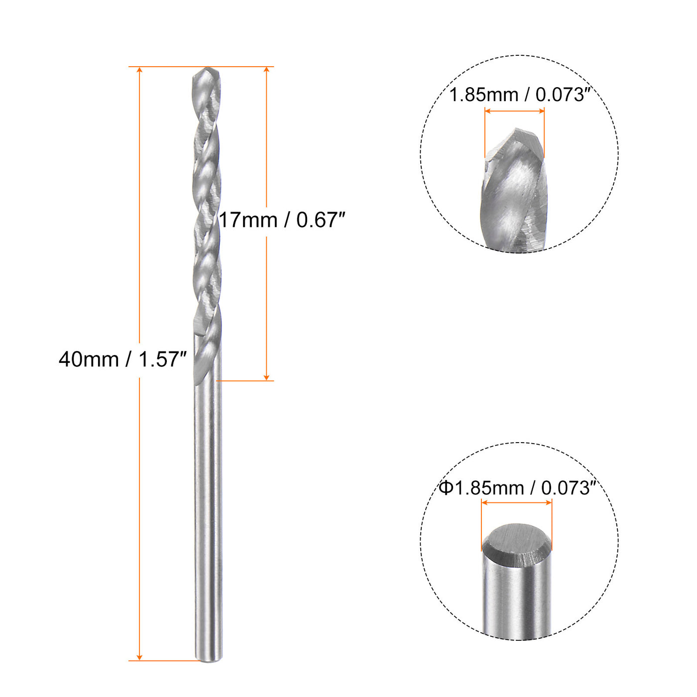 Harfington 1.85mm C3/K10 Tungsten Carbide Precision Straight Shank Twist Drill Bit