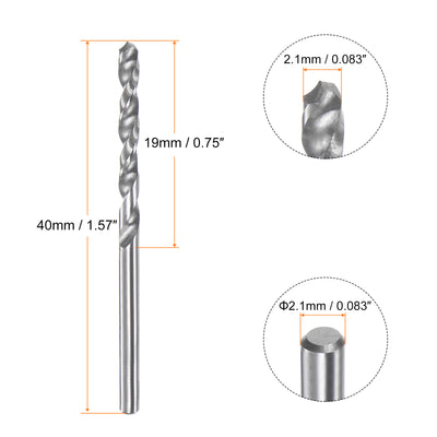Harfington 2.1mm C3/K10 Tungsten Carbide Precision Straight Shank Twist Drill Bit