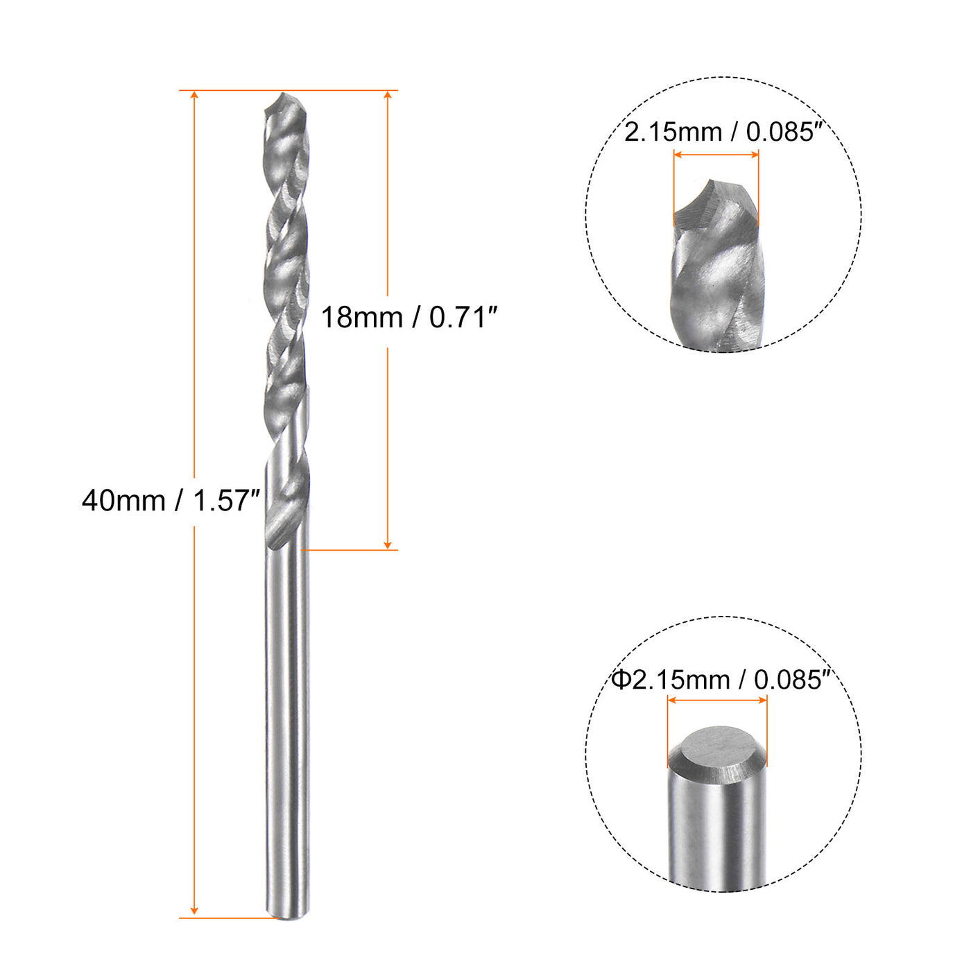 Harfington 2.15mm C3/K10 Tungsten Carbide Precision Straight Shank Twist Drill Bit