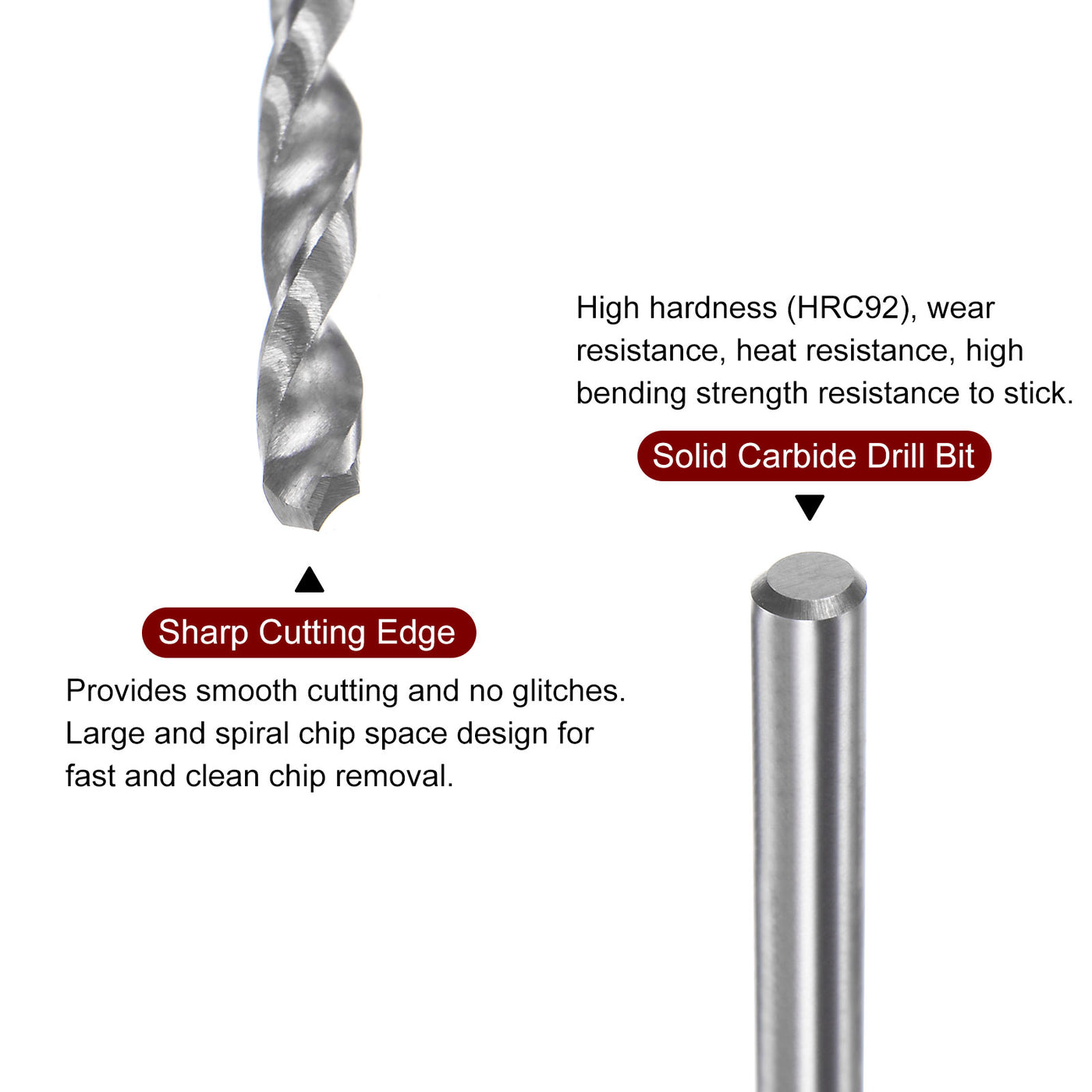 Harfington 2pcs 2.15mm C3/K10 Tungsten Carbide Precision Straight Shank Twist Drill Bit