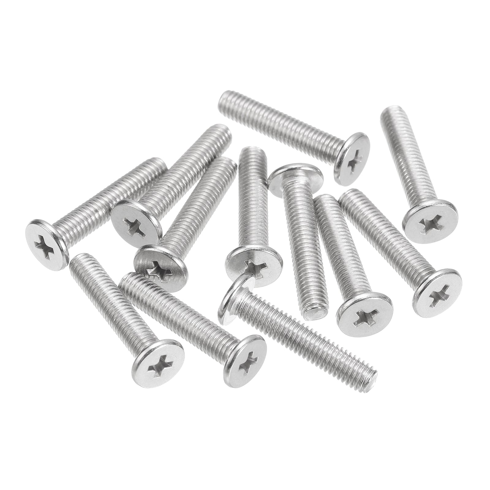 Uxcell M5-0.8 x 25mm 12Pcs Metal Flat Round Head Screws Phillips Drive ...