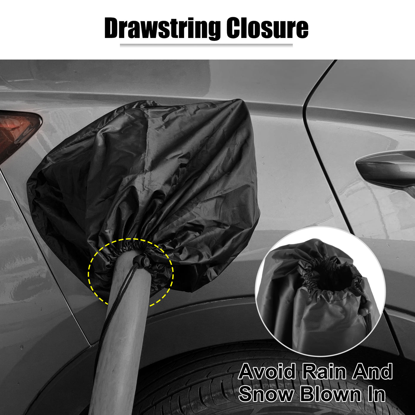 X AUTOHAUX EV Charger Plug Cover Waterproof Outdoor Electric Car Charging Port Cover with Magnetic Adhesion and Drawstring Closure All Weather Protection Black