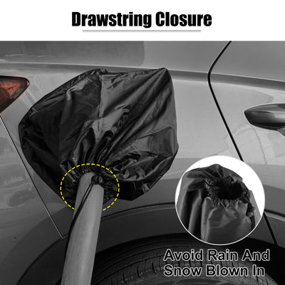 Harfington EV Charger Plug Cover Waterproof Outdoor Electric Car Charging Port Cover with Magnetic Adhesion and Drawstring Closure All Weather Protection Black