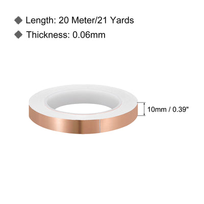 Harfington Copper Foil Tape 0.39 Inchx21 Yards 0.06 Thick Single Sided for Electronics 2Pcs