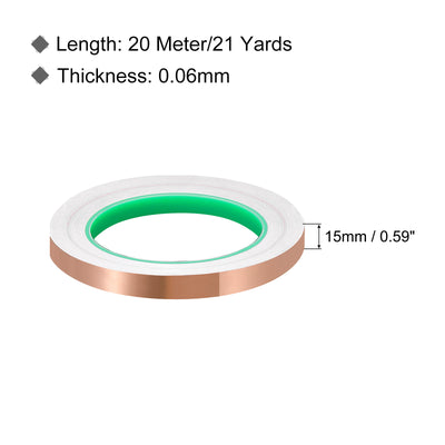 Harfington Copper Foil Tape 0.59 Inch x 21 Yards 0.06 Thick Double Sided for Electronics