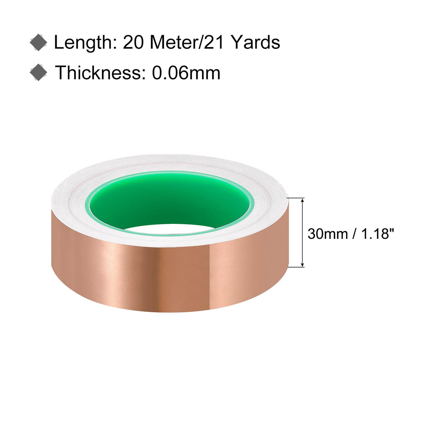 Harfington Copper Foil Tape 1.18 Inch x 21 Yards 0.06 Thick Double Sided for Electronics