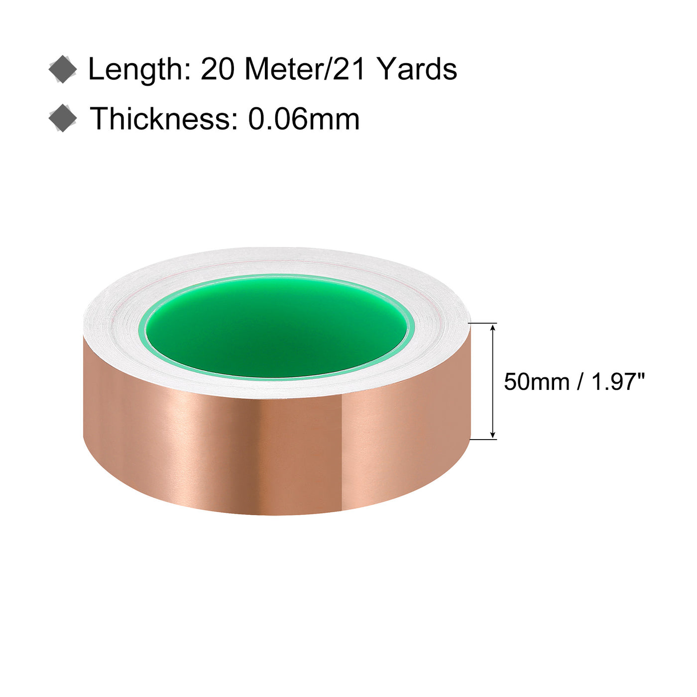 Harfington Copper Foil Tape 1.97 Inch x 21 Yards 0.06 Thick Double Sided for Electronics