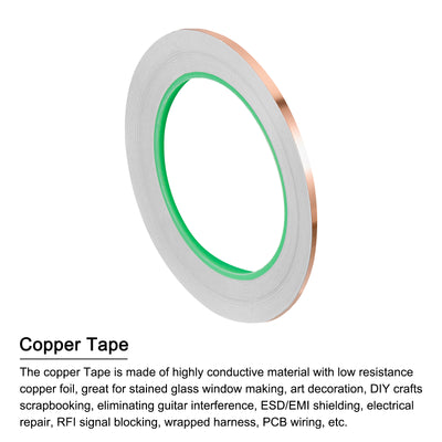 Harfington Copper Foil Tape 0.12 Inch x 21 Yards 0.08 Thick Double Sided for Electronics