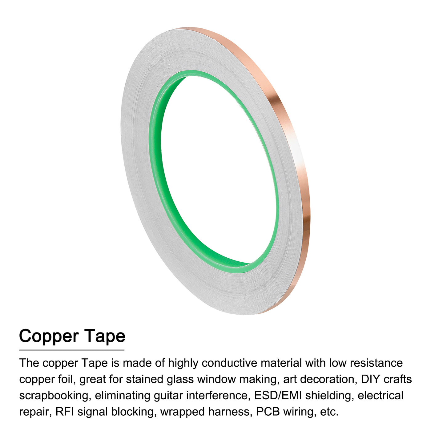 Harfington Copper Foil Tape 0.2 Inch x 21 Yards 0.08 Thick Double Sided for Electronics