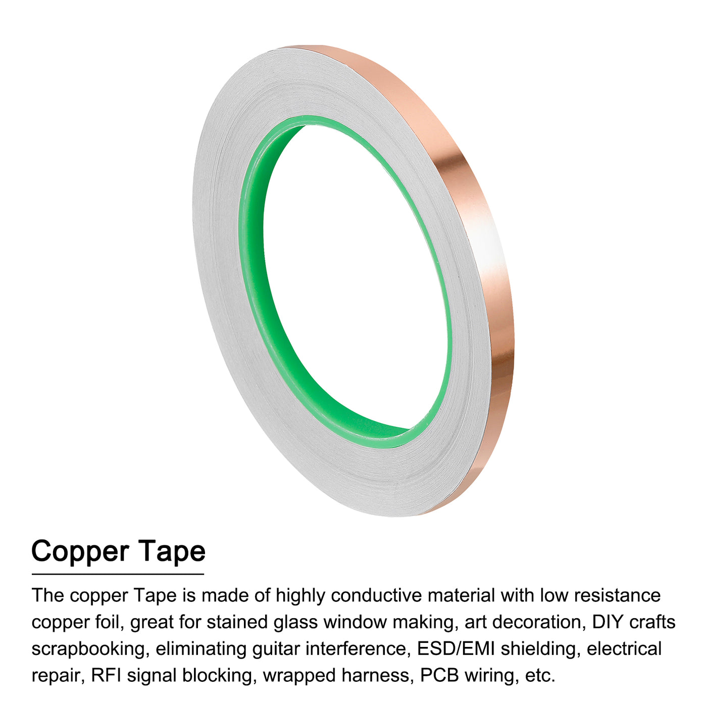 Harfington Copper Foil Tape 0.47 Inch x 21 Yards 0.08 Thick Double Sided for Electronics