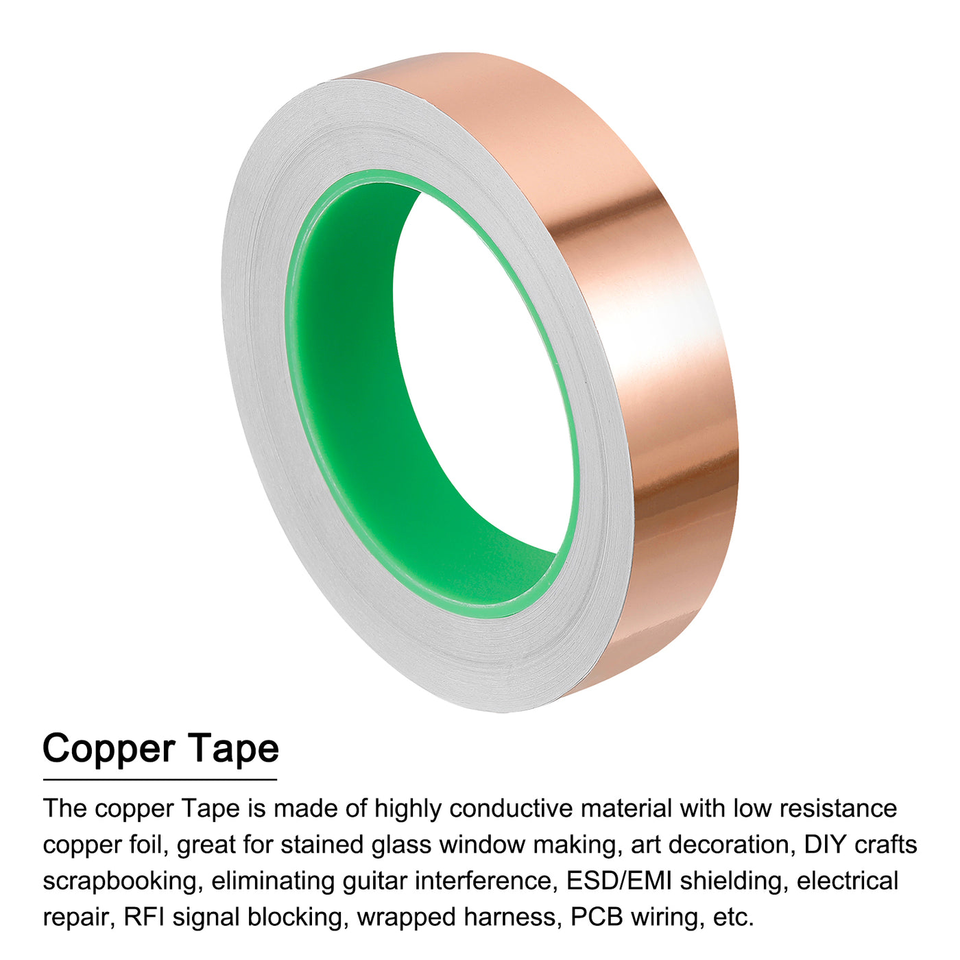 Harfington Copper Foil Tape 0.98 Inch x 21 Yards 0.08 Thick Double Sided for Electronics