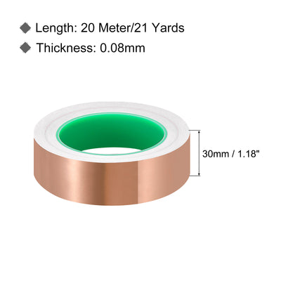 Harfington Copper Foil Tape 1.18 Inch x 21 Yards 0.08 Thick Double Sided for Electronics