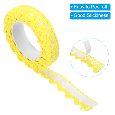 Harfington Lace Ribbon Self-Adhesive Lace Tape, 2 Rolls Cotton Masking Sticker Yellow