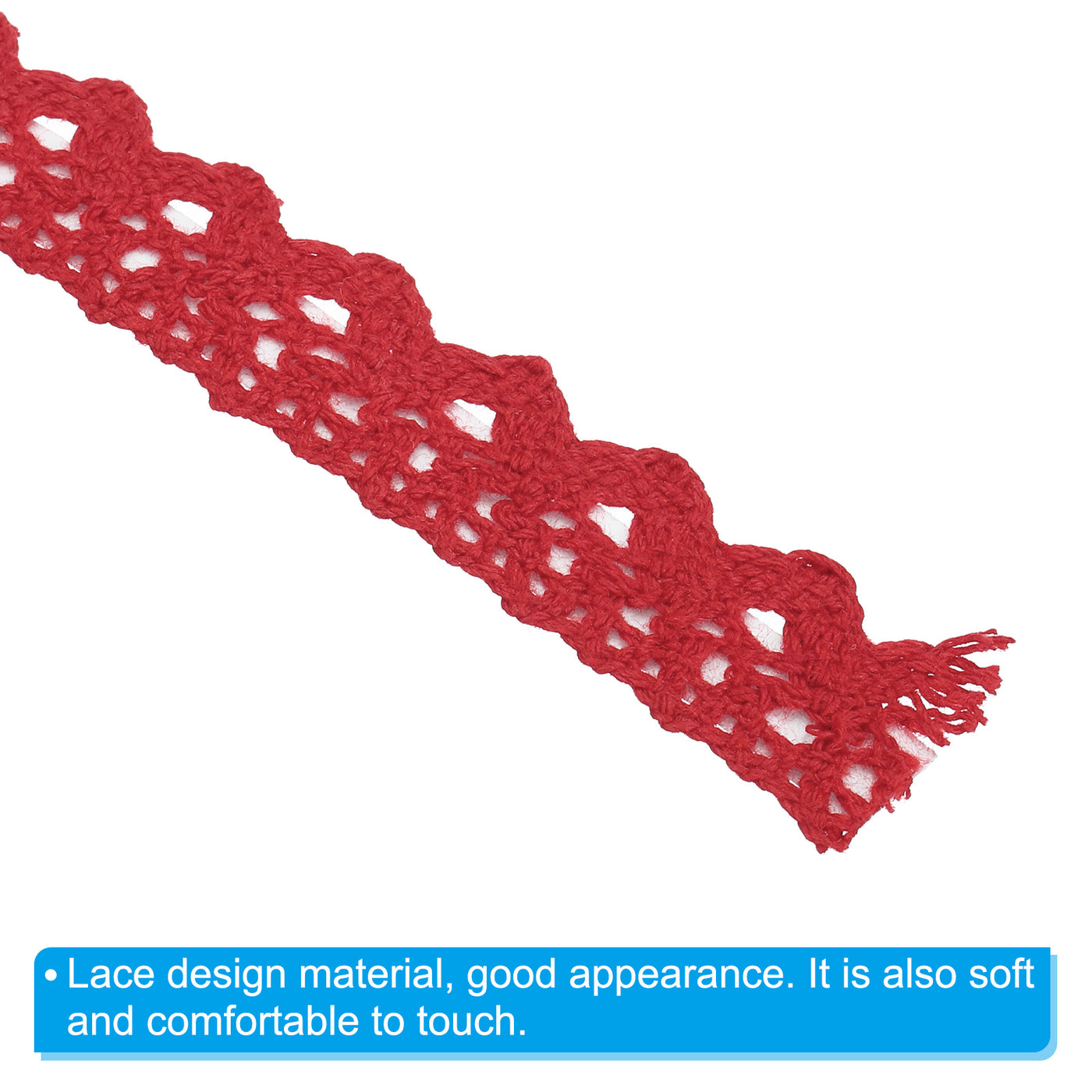 Harfington Lace Ribbon Self-Adhesive Lace Tape, 4 Rolls Cotton Masking Sticker Red