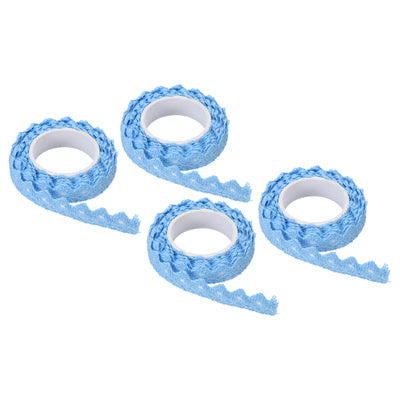 Harfington Lace Ribbon Self-Adhesive Lace Tape, 4 Rolls Cotton Masking Sticker Sky Blue