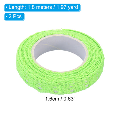 Harfington Lace Ribbon Self-Adhesive Lace Tape, 2 Rolls Cotton Masking Sticker Green
