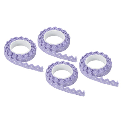 Harfington Lace Ribbon Self-Adhesive Lace Tape, 4 Rolls Cotton Masking Sticker Purple