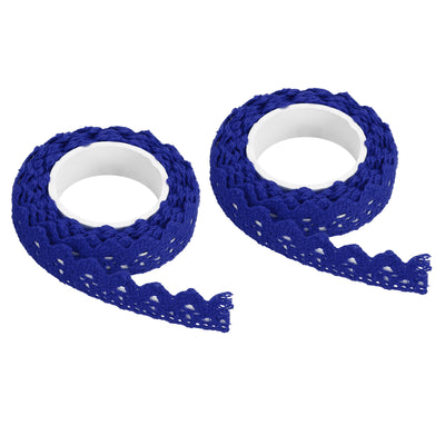 Harfington Lace Ribbon Self-Adhesive Lace Tape, 2 Rolls Cotton Masking Sticker Blue