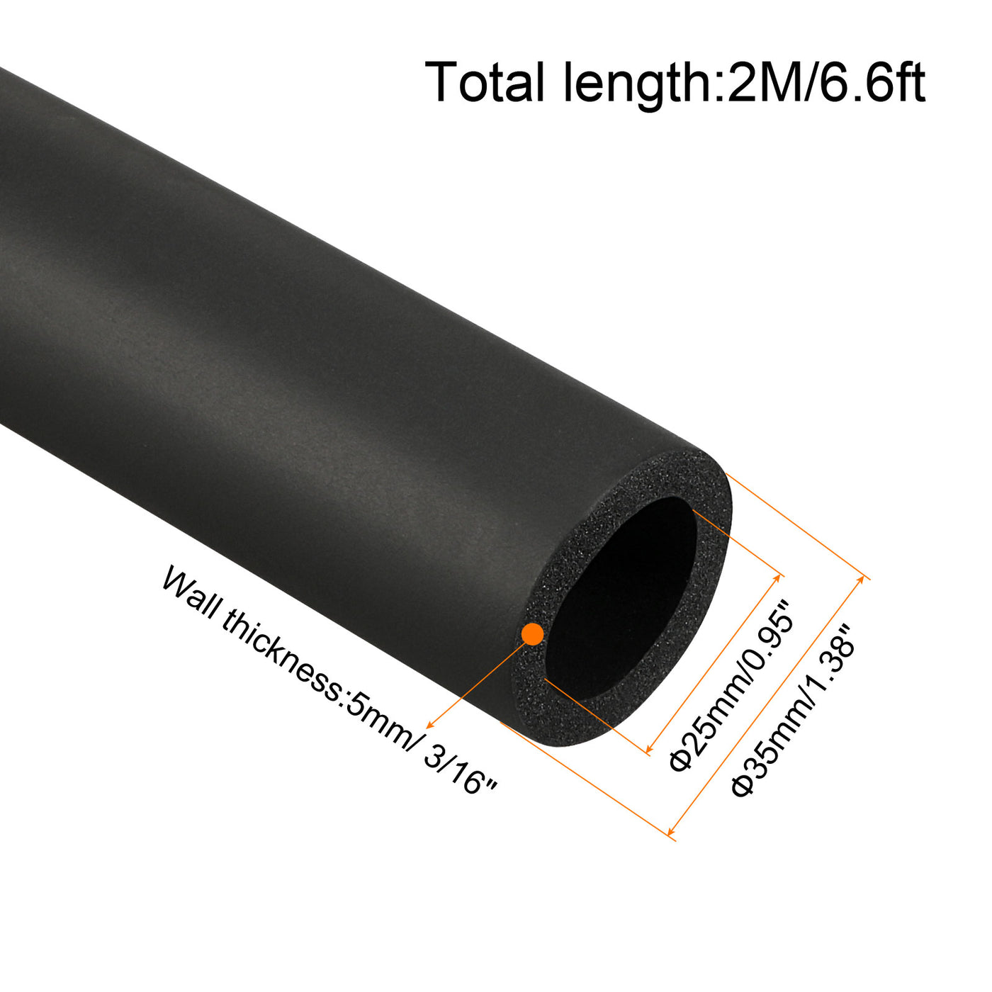 Harfington Pipe Insulation Foam Tube Insulation Pipe 25mm ID 35mm OD 6.6ft Heat Preservation for Handle Grip Support