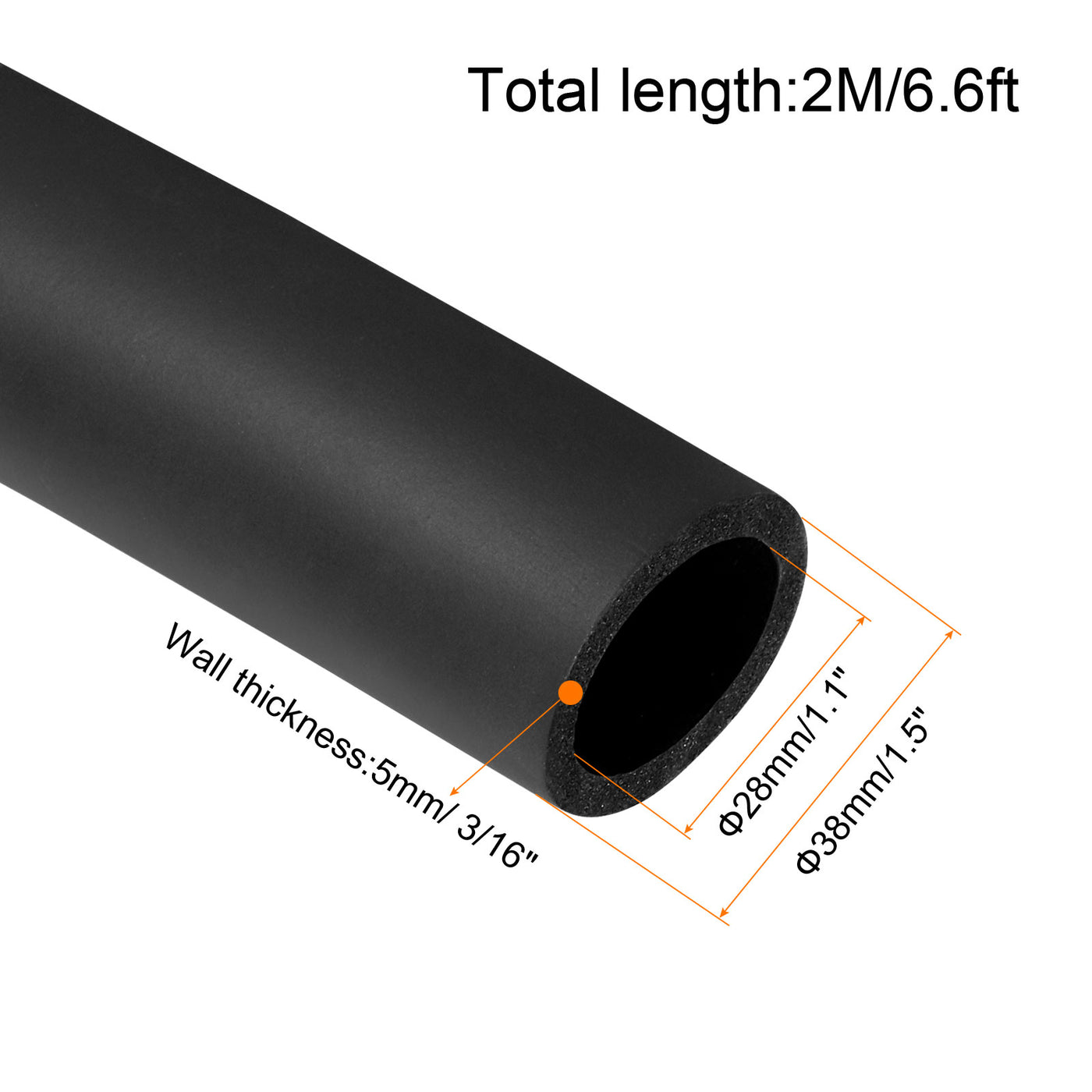 Harfington Pipe Insulation Foam Tube Insulation Pipe 28mm ID 38mm OD 6.6ft Heat Preservation for Handle Grip Support