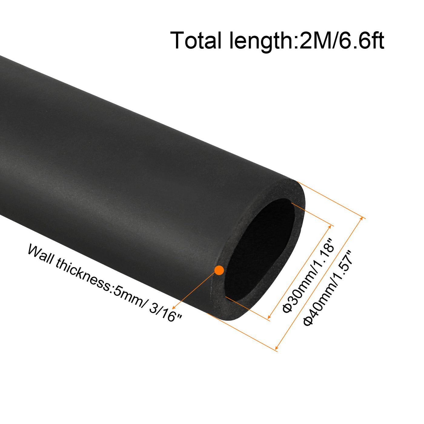 Harfington Pipe Insulation Foam Tube Insulation Pipe 32mm(1 1/4") ID 44mm(1 3/4") OD 6.6ft Heat Preservation for Handle Grip Support