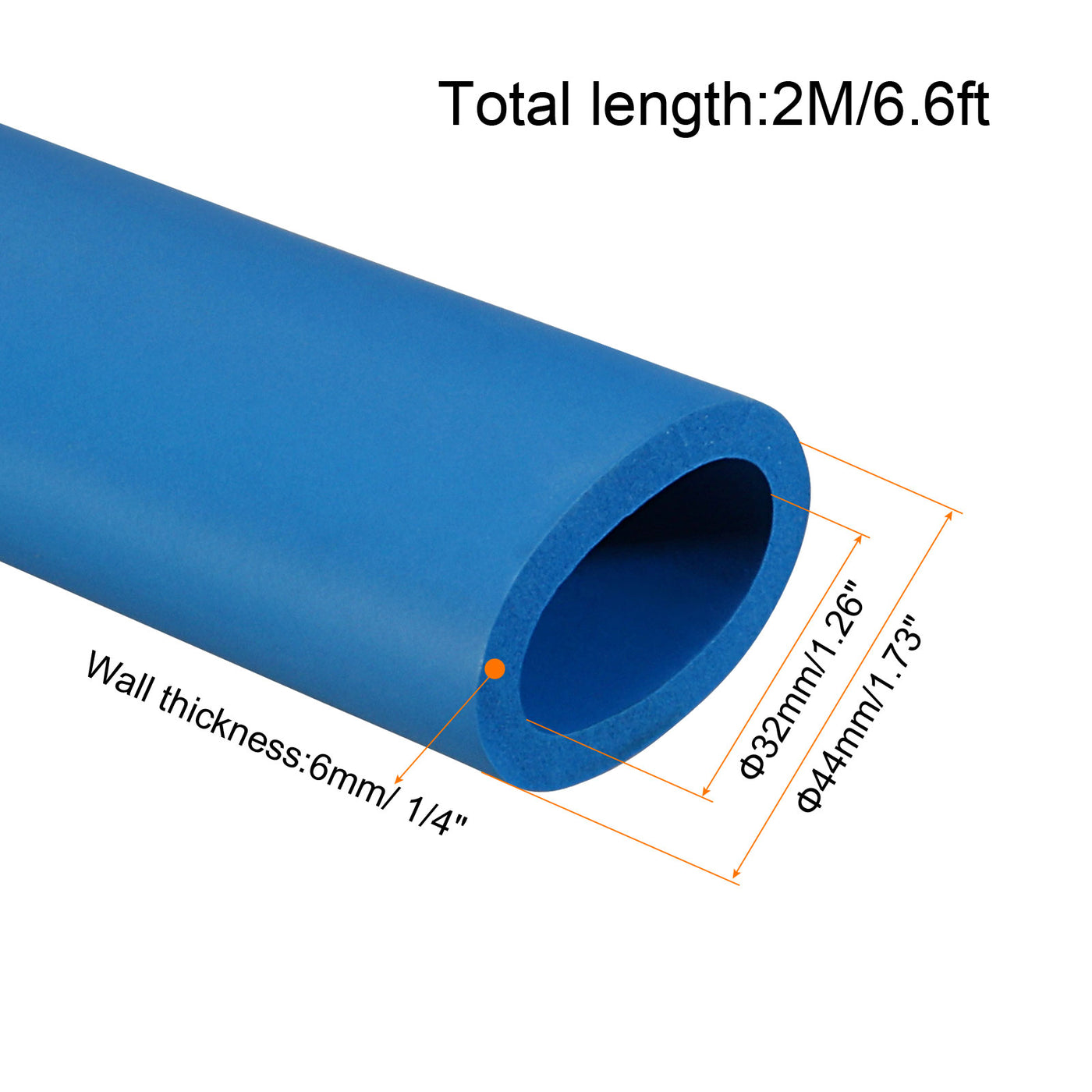 Harfington Foam Grip Tubing Handle Grips 32mm(1 1/4") ID 44mm(1 3/4") OD 6.6ft Blue for Utensils, Fitness, Tools Handle Support