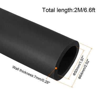 Harfington Pipe Insulation Foam Tube Insulation Pipe 50mm(2") ID 64mm(2 1/2") OD 6.6ft Heat Preservation for Handle Grip Support