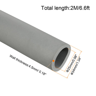 Harfington Foam Grip Tubing Handle Grips 25mm ID 34mm OD 6.6ft Grey for Utensils, Fitness, Tools Handle Support