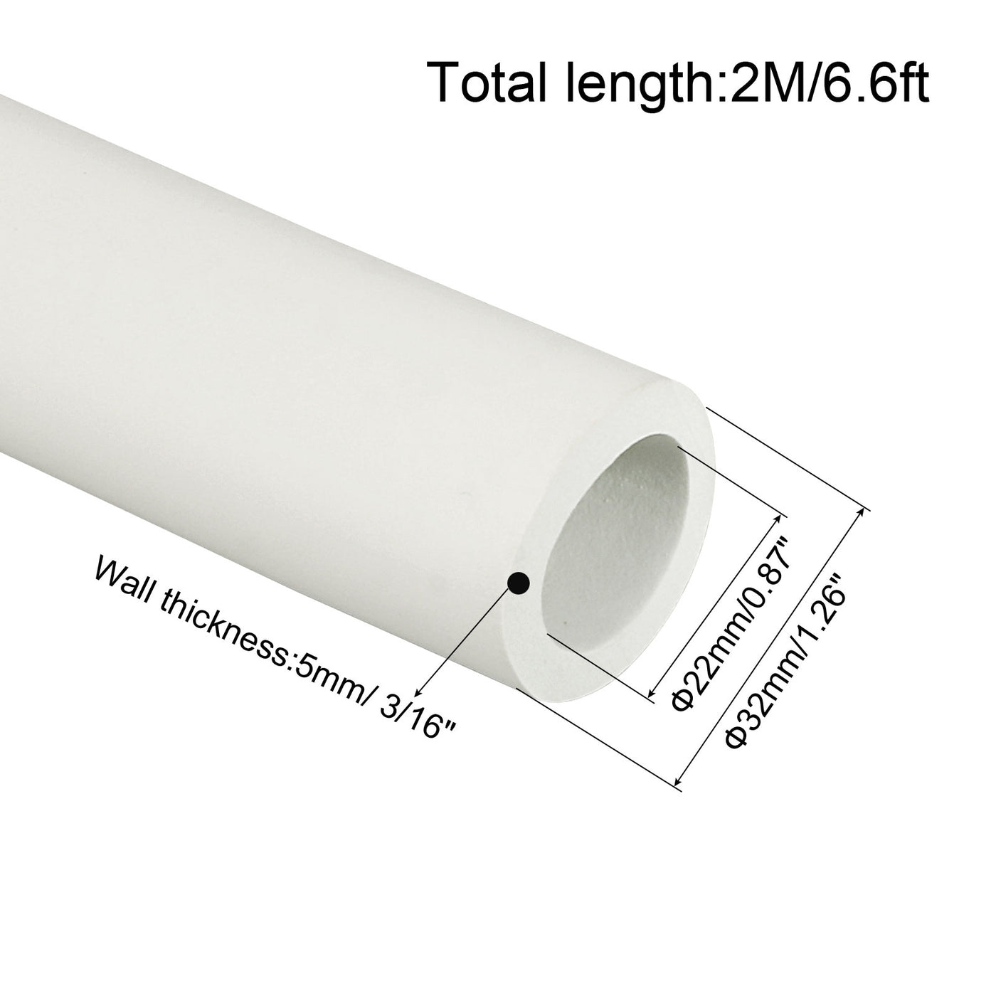 Harfington Foam Grip Tubing Handle Grips 22mm ID 32mm OD 6.6ft White for Utensils, Fitness, Tools Handle Support