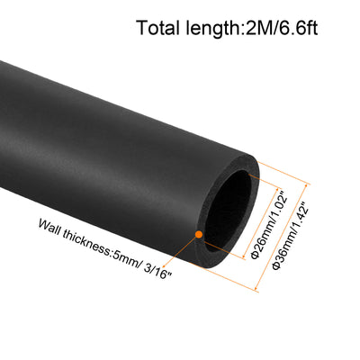 Harfington Pipe Insulation Foam Tube Insulation Pipe 26mm(1") ID 36mm OD 6.6ft Heat Preservation for Handle Grip Support